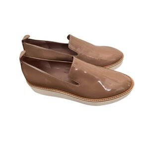 Vince Patent Leather Taupe Slip-On Laceless Casual Shoes Size 8.5